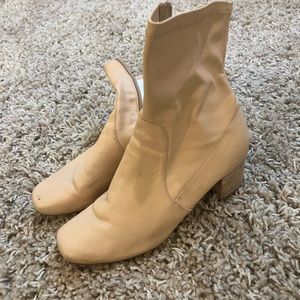 Anthropologie heeled boots, hit at mid-calf